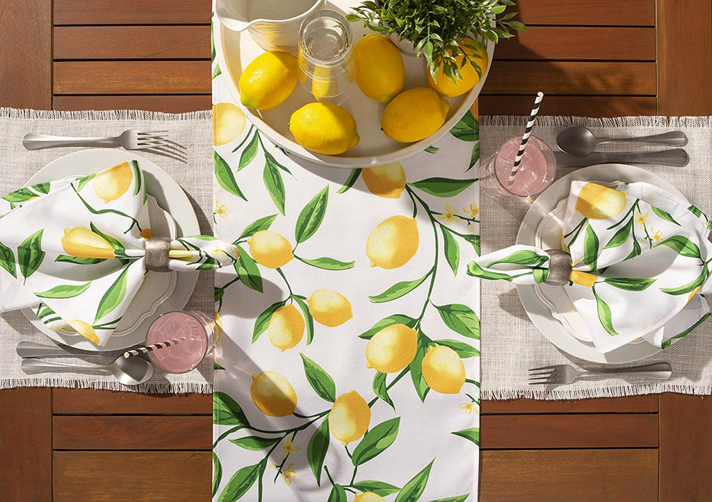 Lemon Bliss Print Outdoor Table Runner 14X108