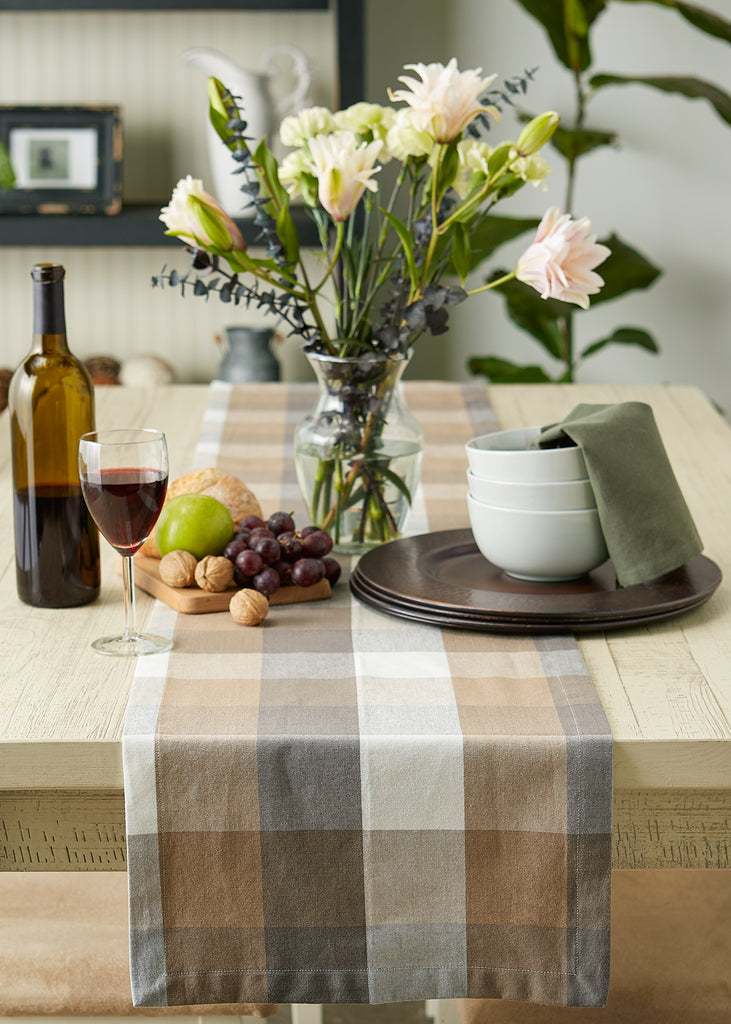 Stone Tri Color Check Table Runner 14X108