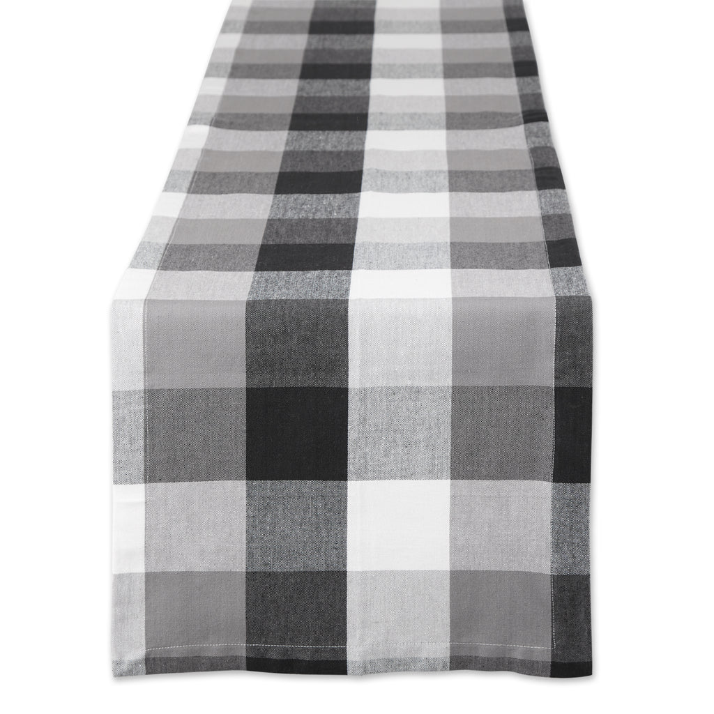Black Tri Color Check Table Runner 14X108