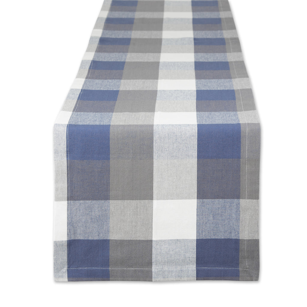 French Blue Tri Color Check Table Runner 14X72