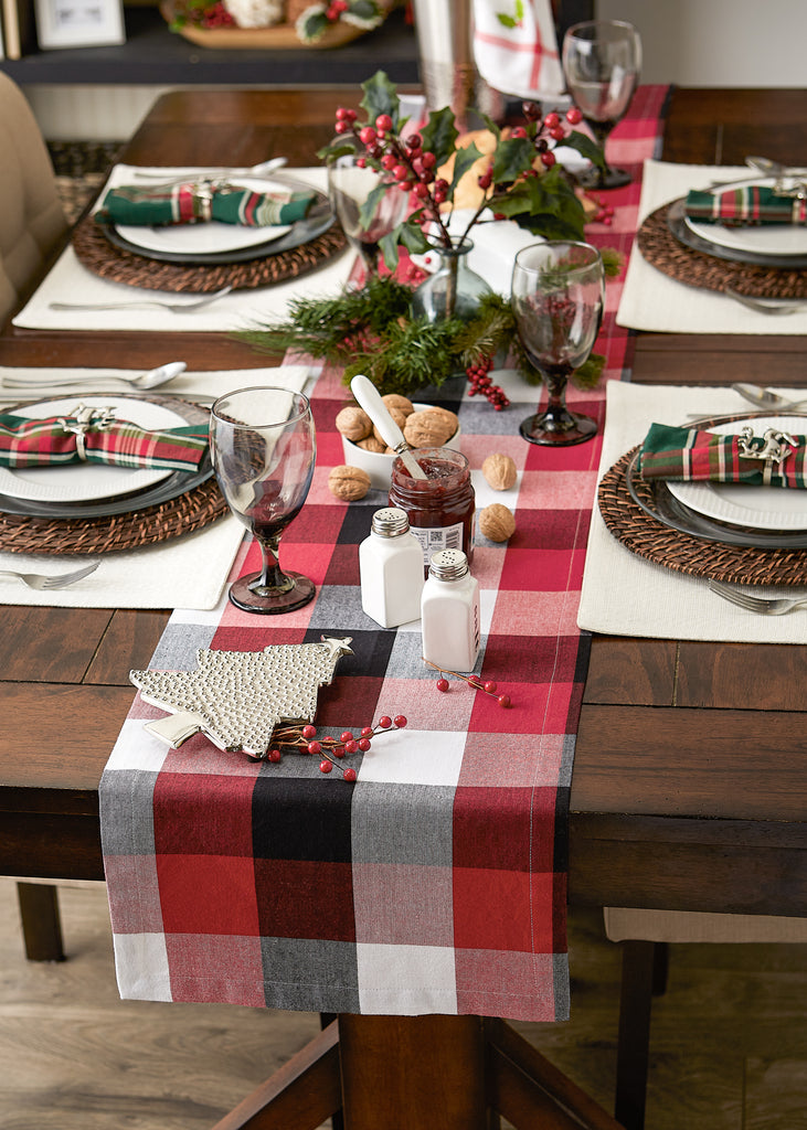 Cardinal Red Tri Color Check Table Runner 14xx72