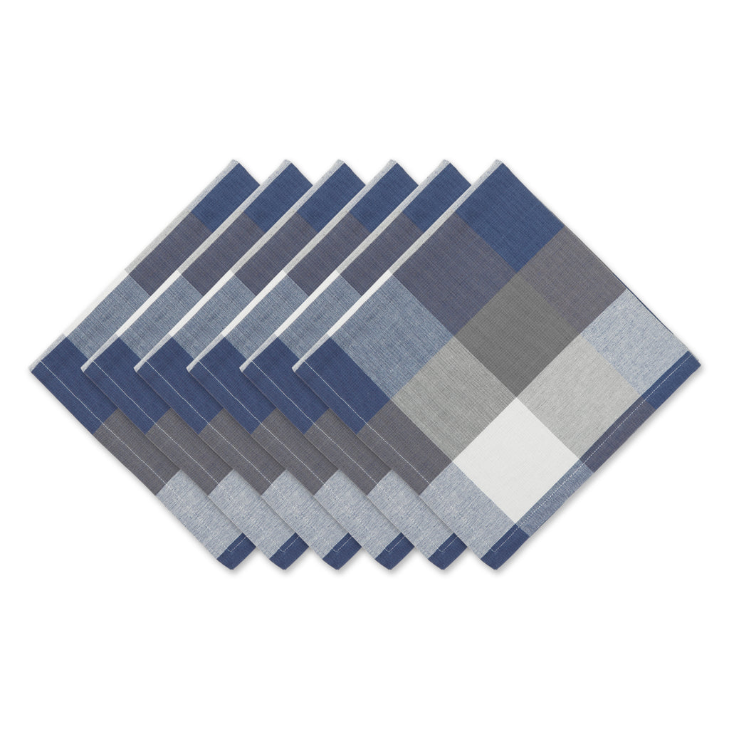 French Blue Tri Color Check Napkin set of 6