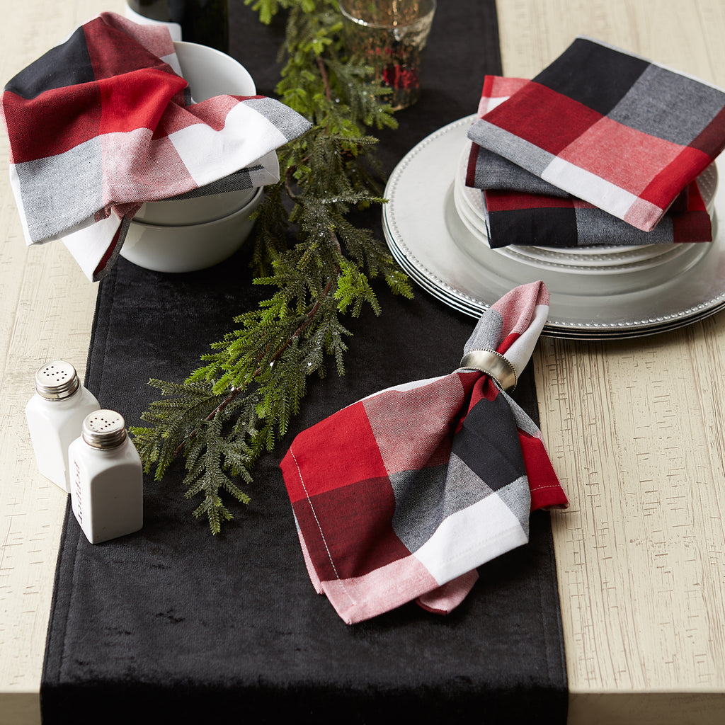 Cardinal Red Tri Color Check Napkin Set of 6