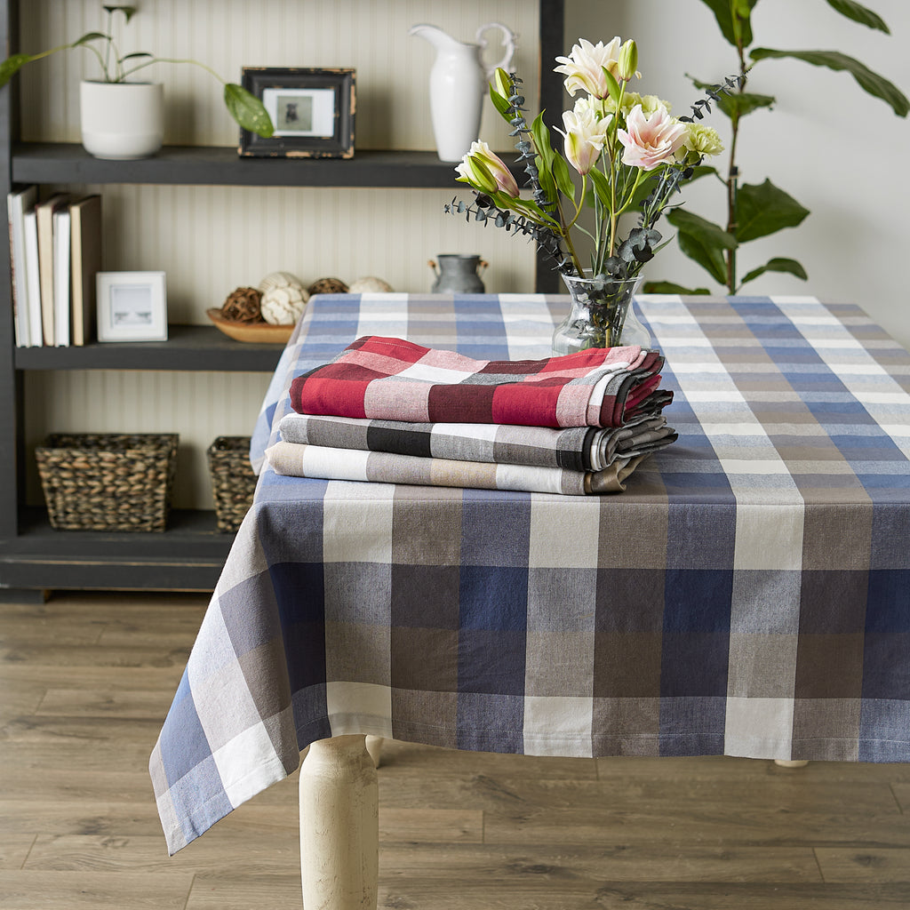 French Blue Tri Color Check Tablecloth 52X52