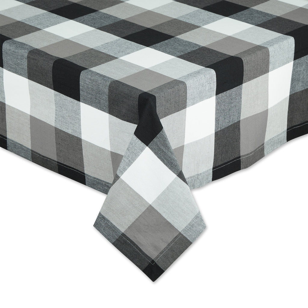 Black Tri Color Check Tablecloth 52x52