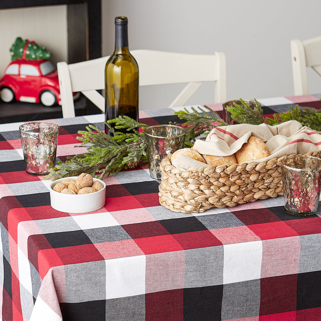 Cardinal Red Tri Color Check Tablecloth 60x120