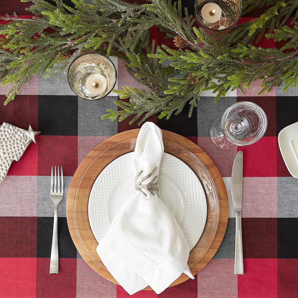 Cardinal Red Tri Color Check Tablecloth 60x84