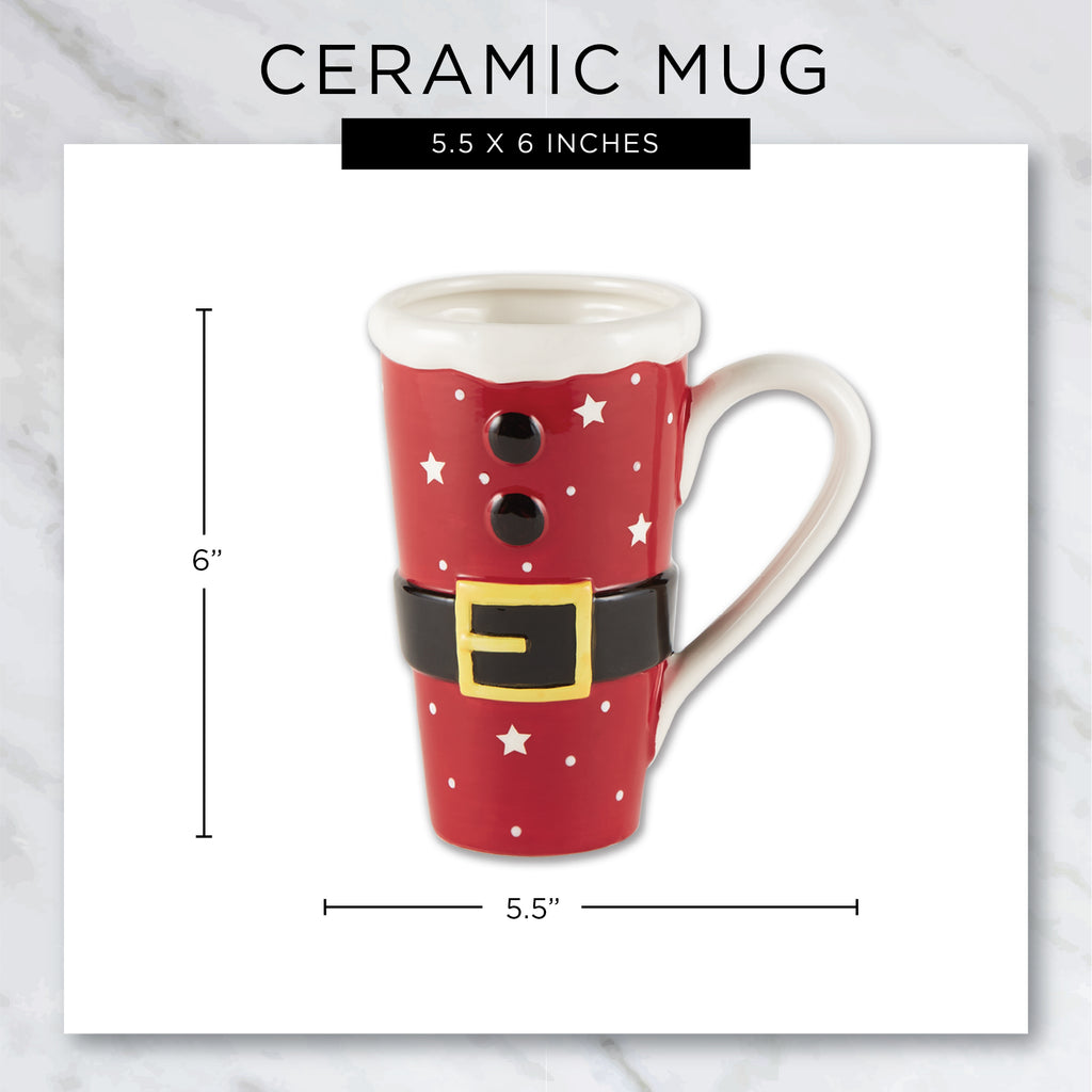Santa Belt Tall Ceramic Mug set of 2
