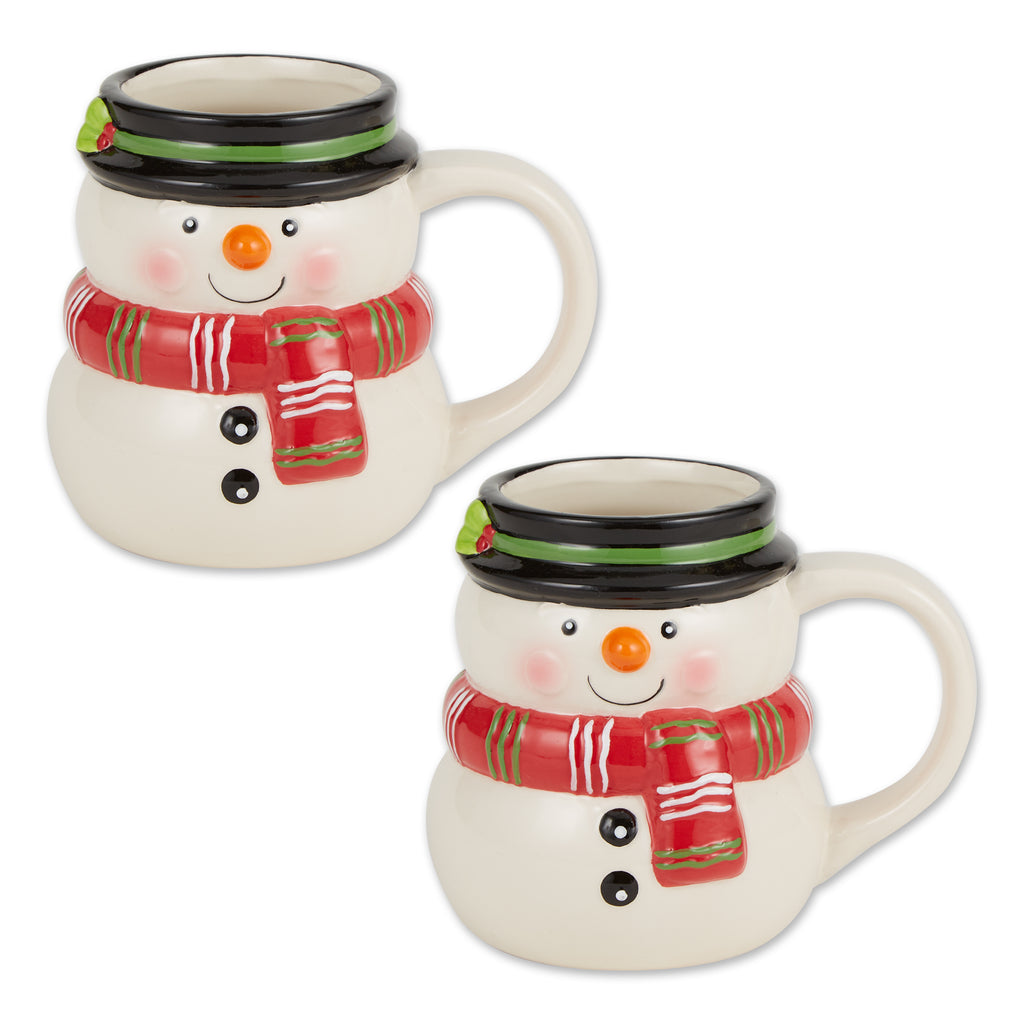 Cheerful Snowman Ceramic Mug Set of 2