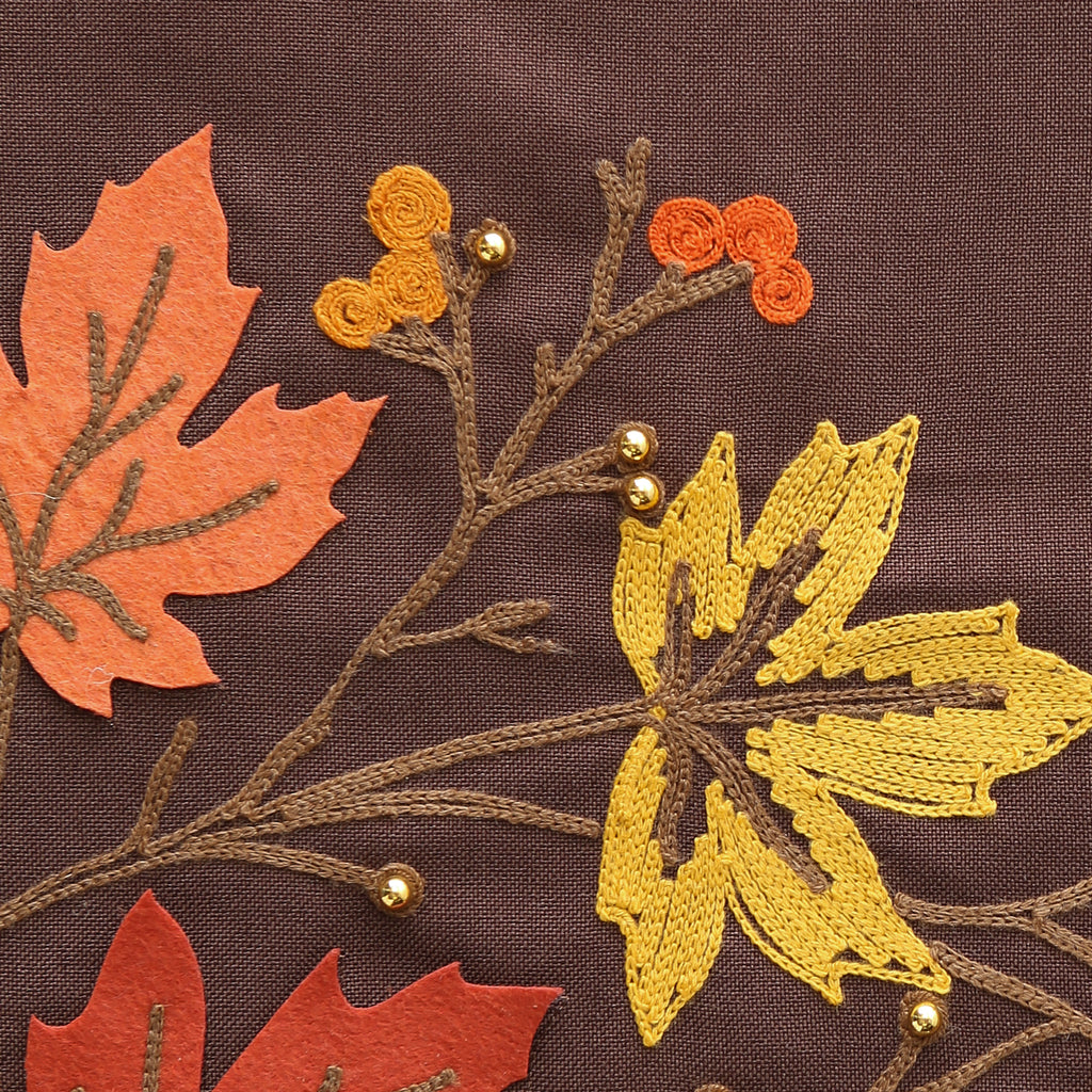 Falling Leaves Embroidered Table Runner 14X70