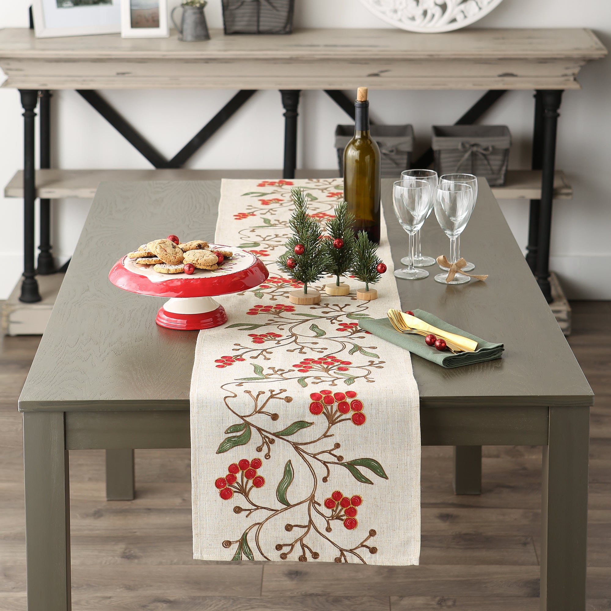 Fruitful Embroidered Dining Table Linens