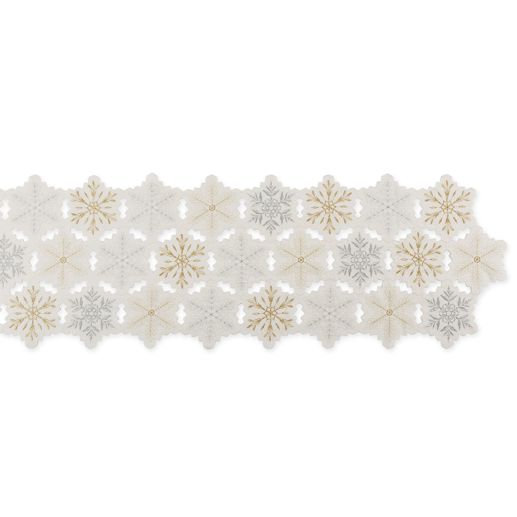 Embroidered Snowflakes Table Runner 14X108
