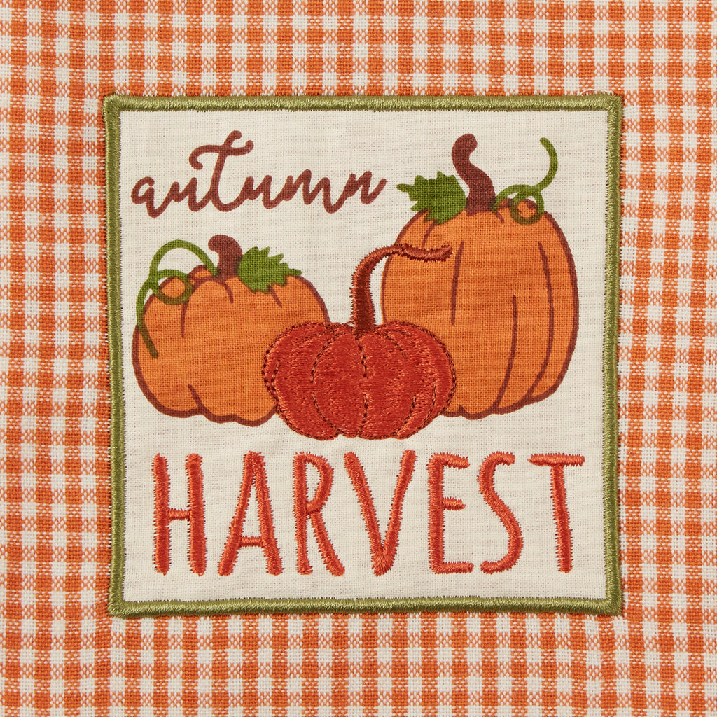 Autumn Gingham Embellished Dishtowel Set of 3