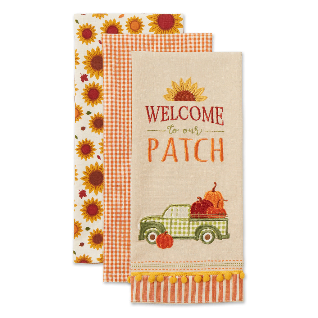 Pumpkin Patch Truck Dishtowel Set of 3