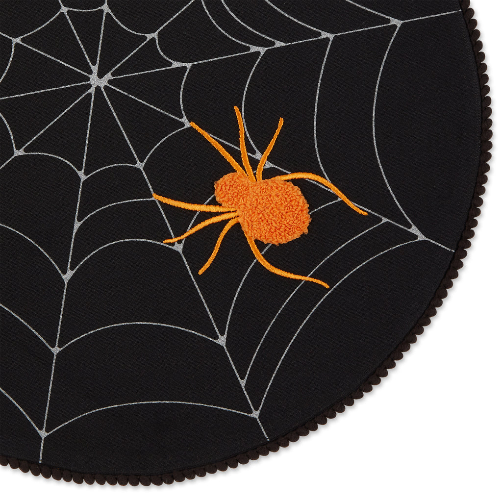 Spooky Spiderweb Embellished Round Placemat set of 4