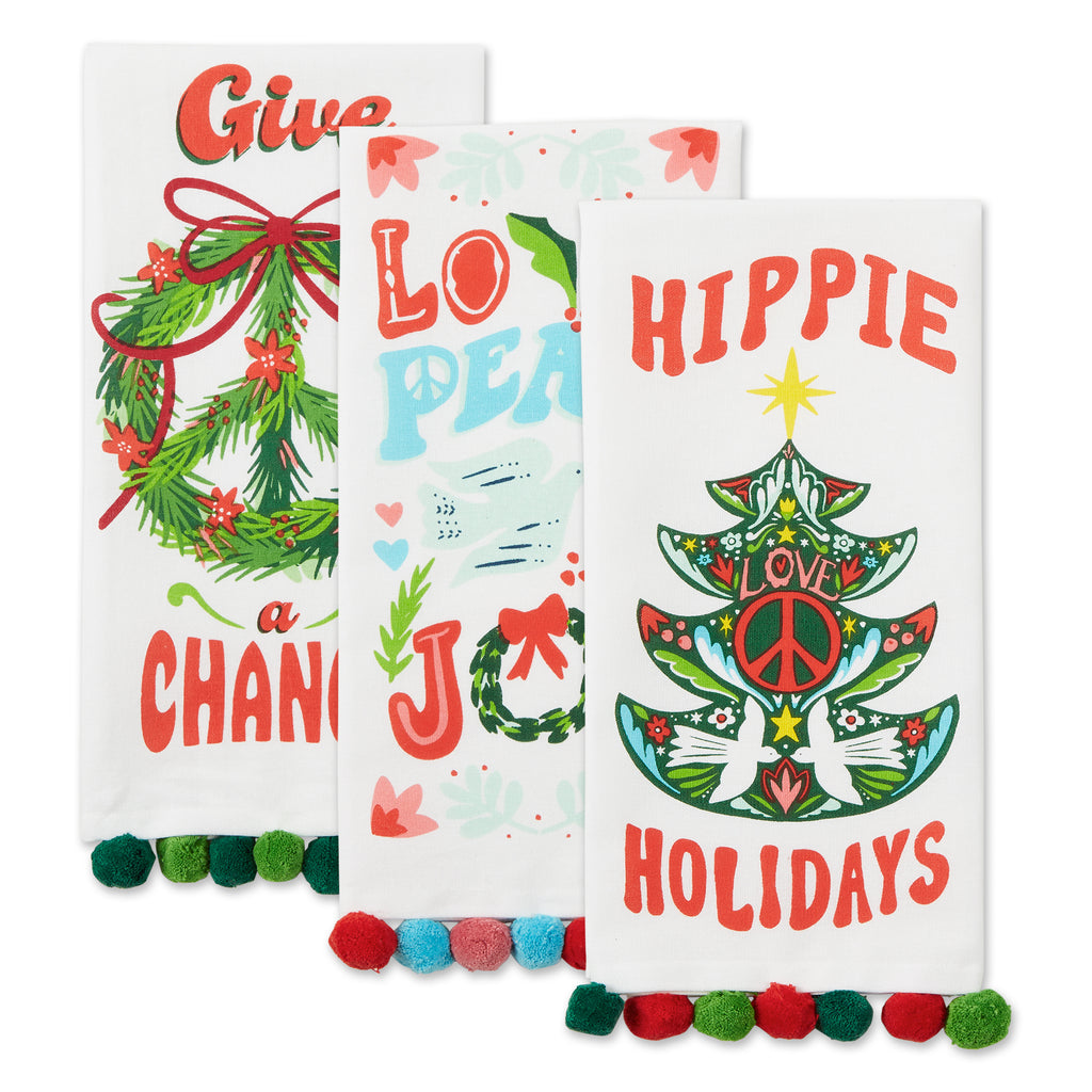 Hippie Holidays Printed Dishtowel set of 3