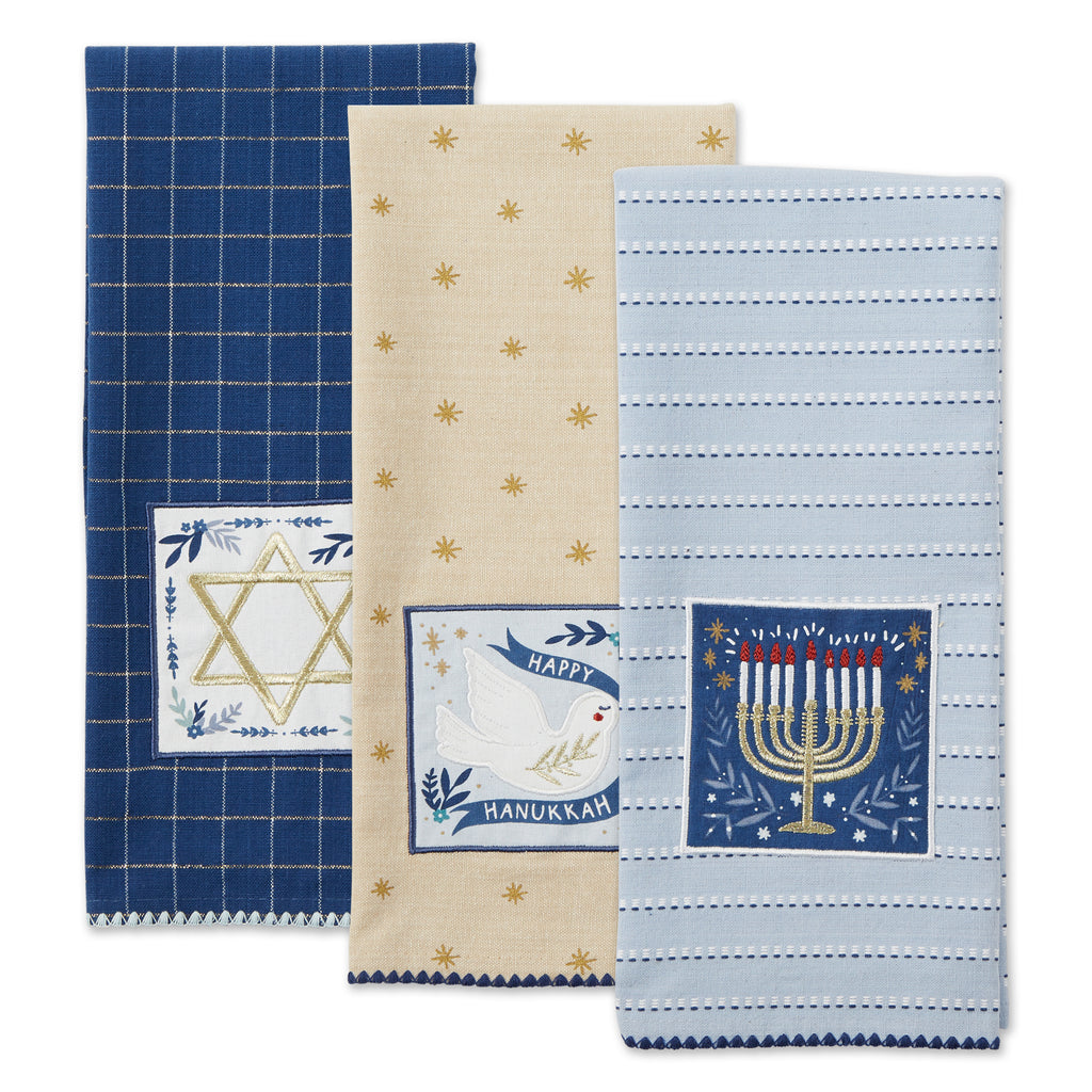 Hanukkah Embellished Dishtowel Set of 3