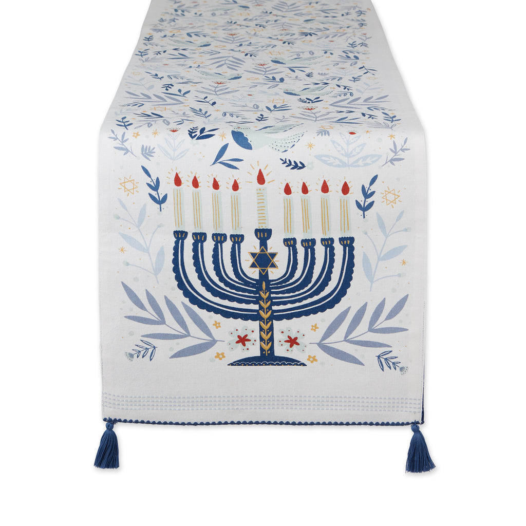 Hanukkah Menorah Embellished Table Runner 14X108