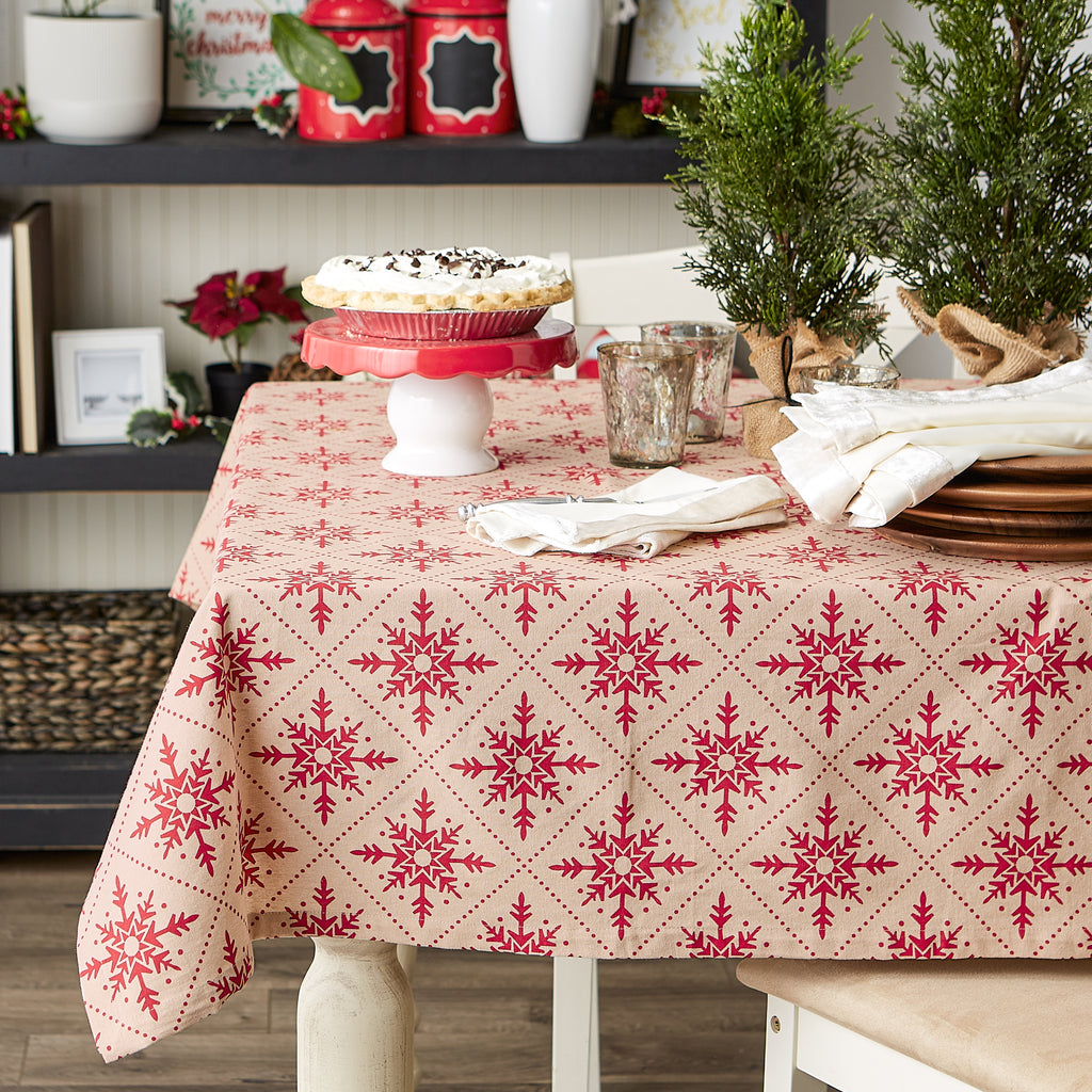 Scandinavian Snowflakes Printed Tablecloth 70 Round