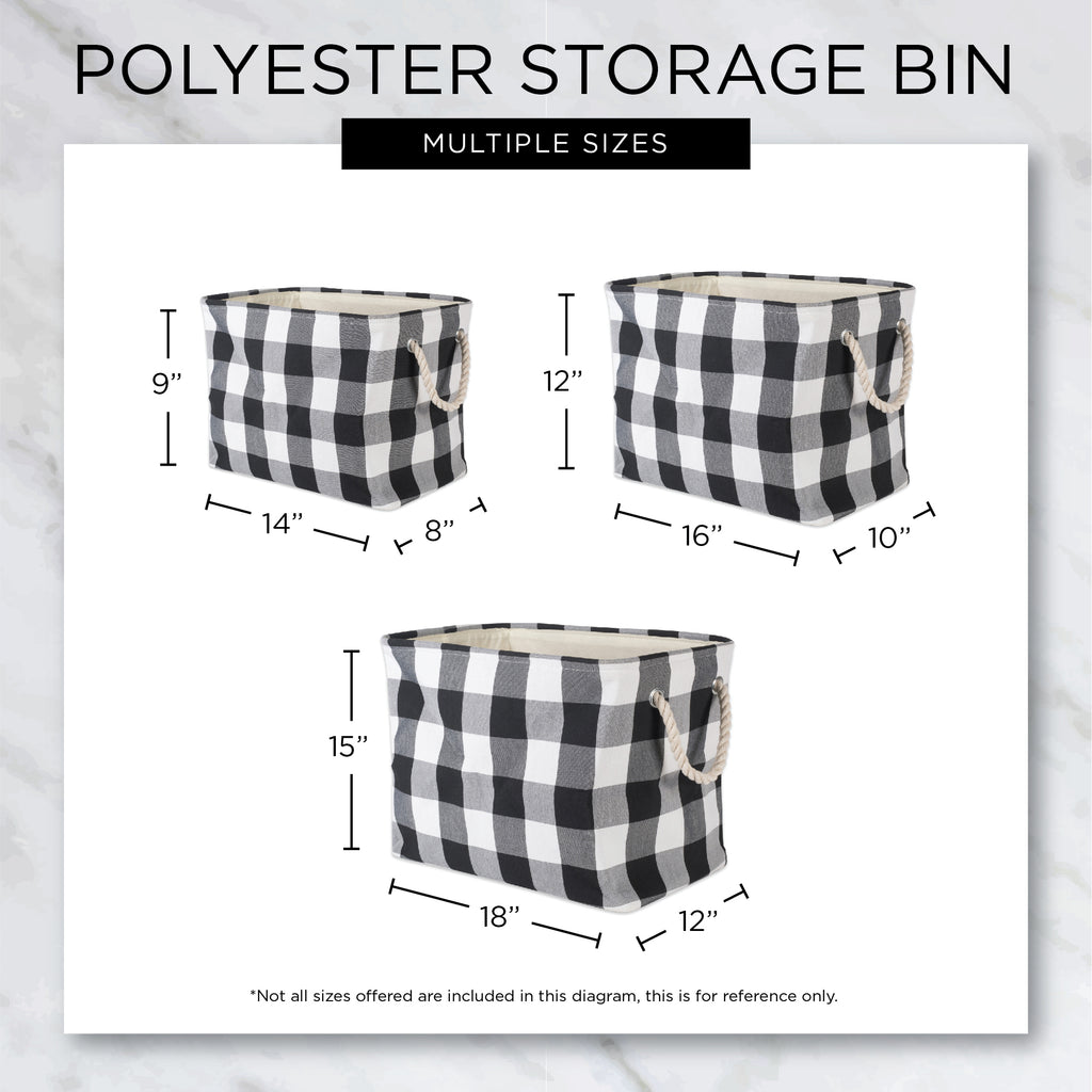 Polyester Bin Tri Colr Black Rectangle Large 17.5X12X15