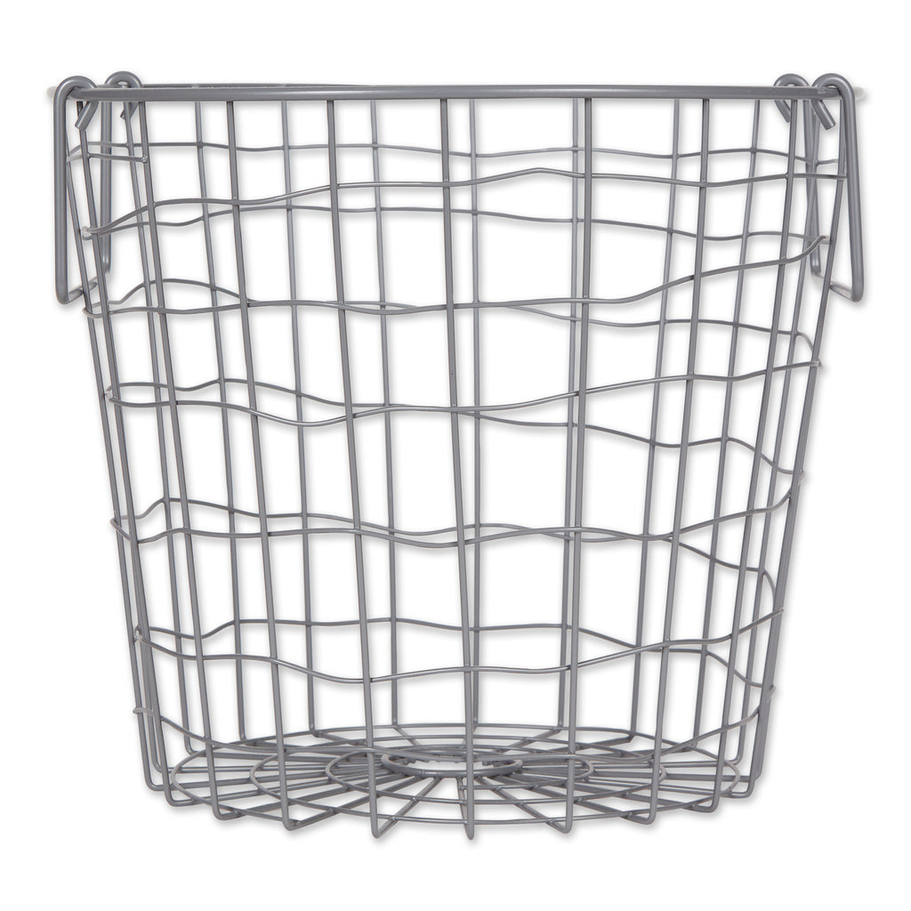 Metal Basket Cool Gray Round Small 12X12X10