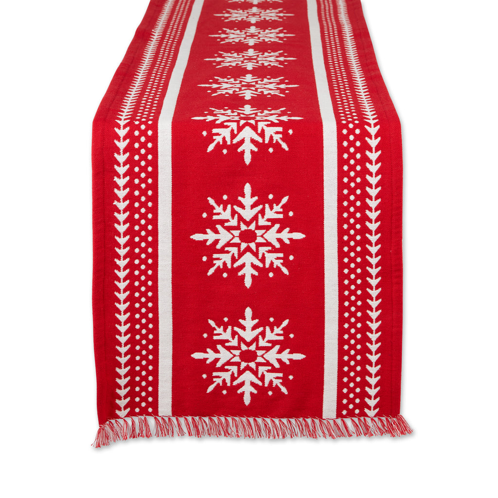 Nordic Snowflake Stripe Jacquard Table Runner 14X72