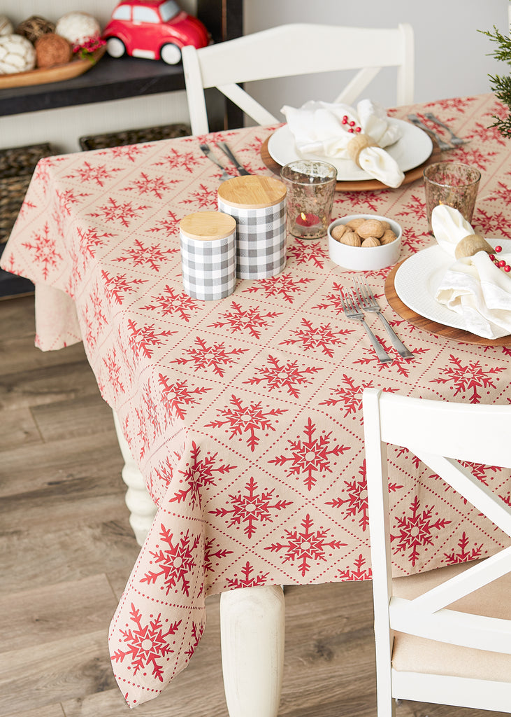 Scandinavian Snowflakes Printed Tablecloth 52X52