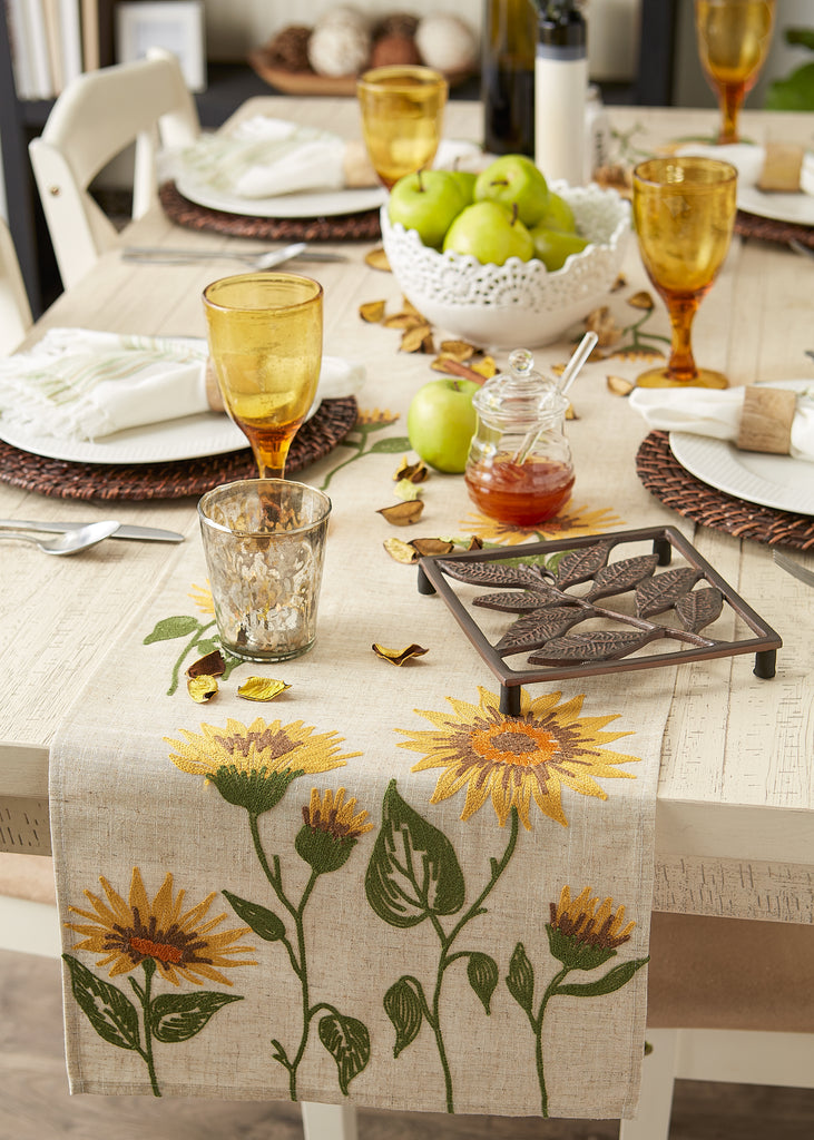 Sunflowers Embroidered Table Runner 14X70