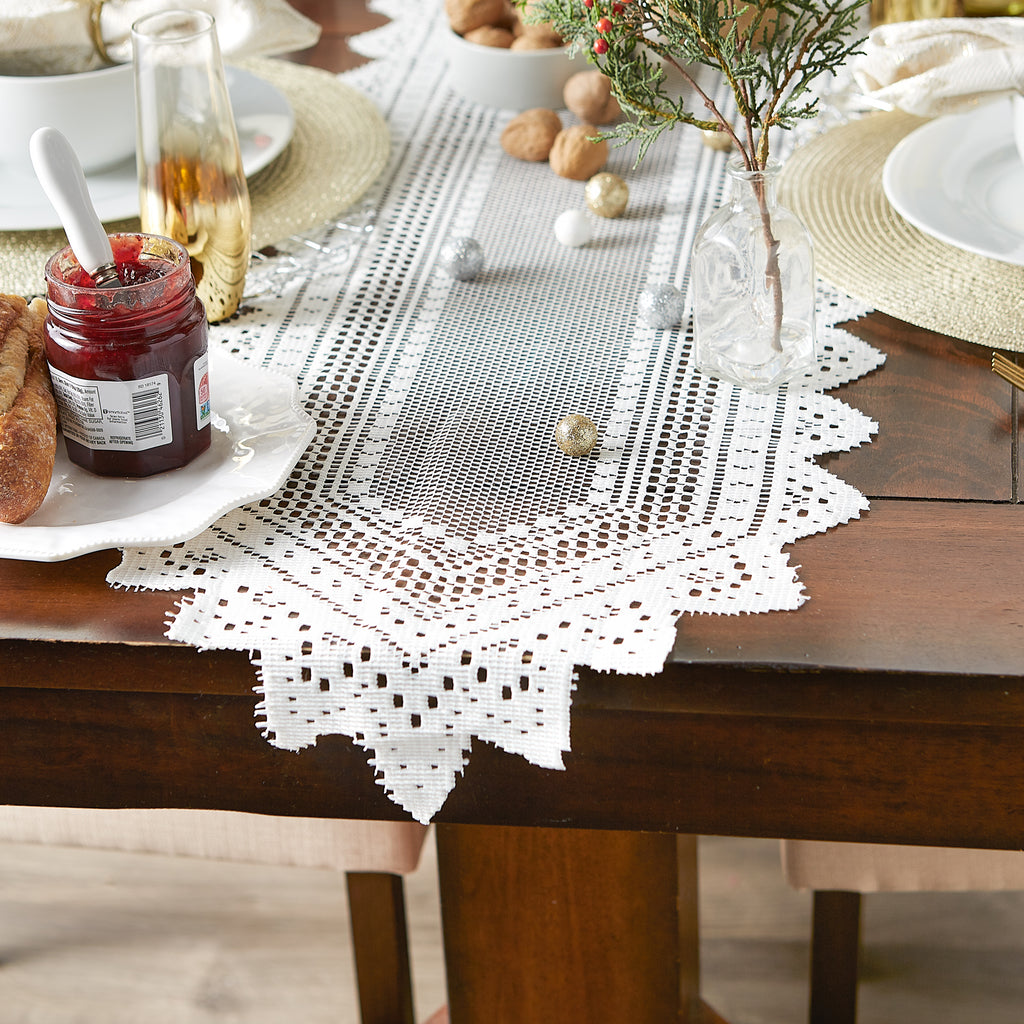 Off White Nordic Lace Table Runner 14X72