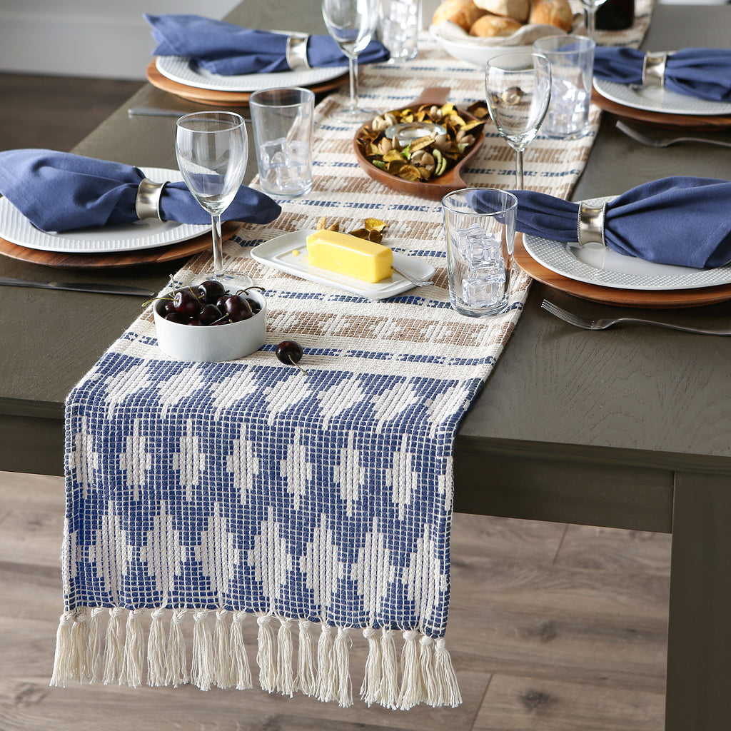 French Blue/Stone Colby Southwest Table Runner 15X108