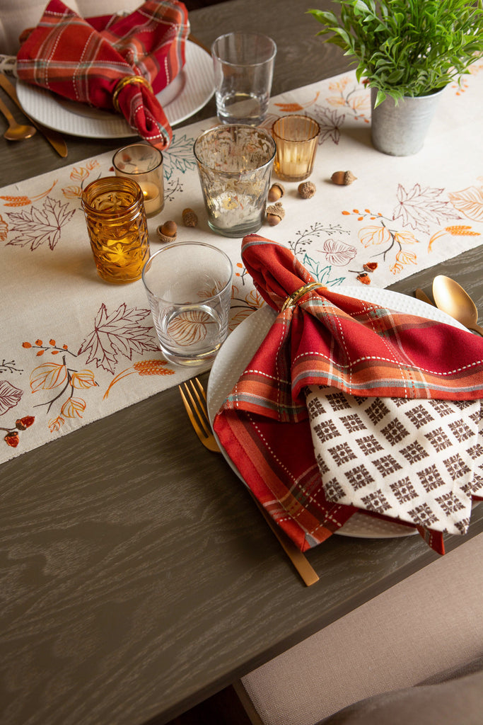 Autumn Leaves Embellished Table Runner 14X108