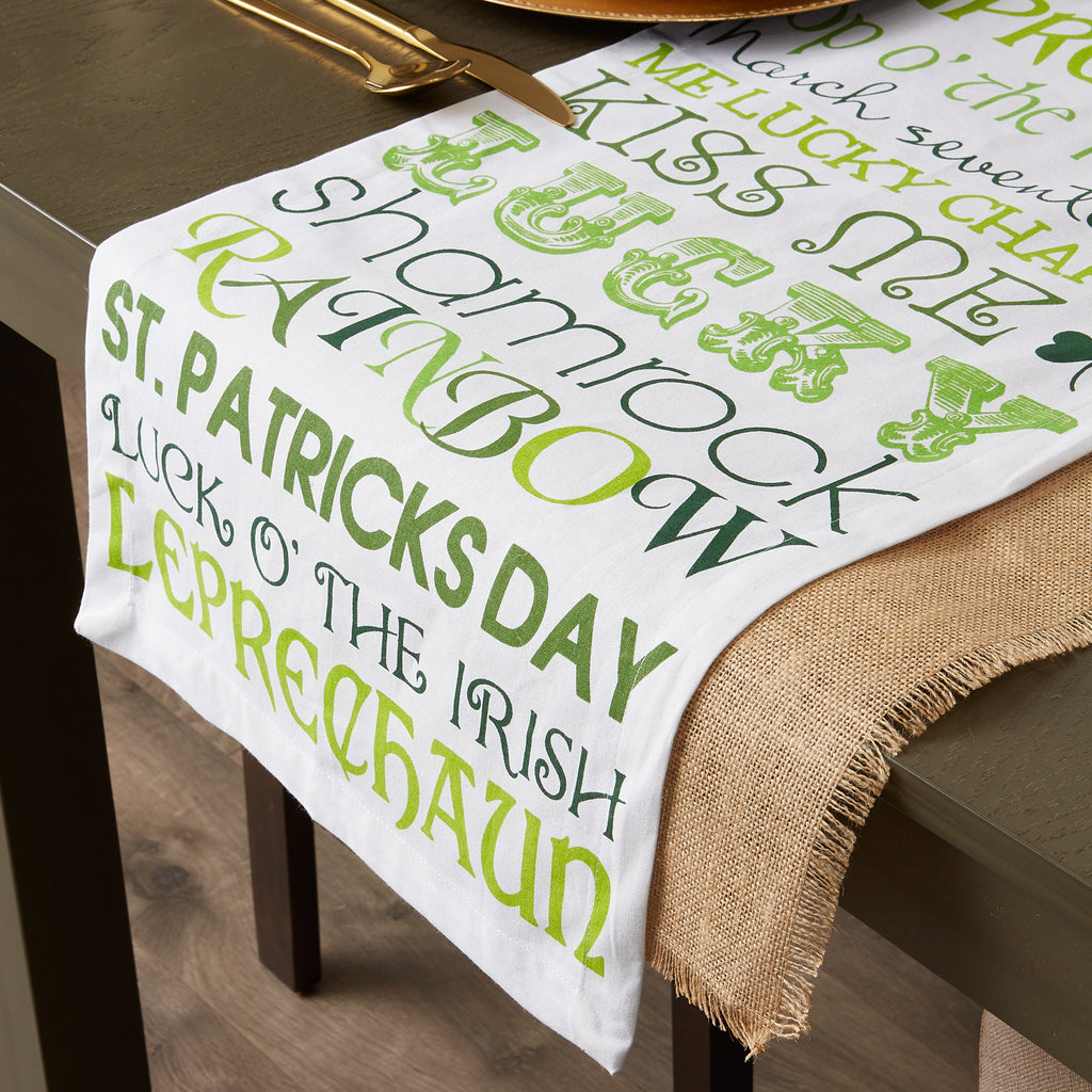 St Patricks Day Print Table Runner 14X108