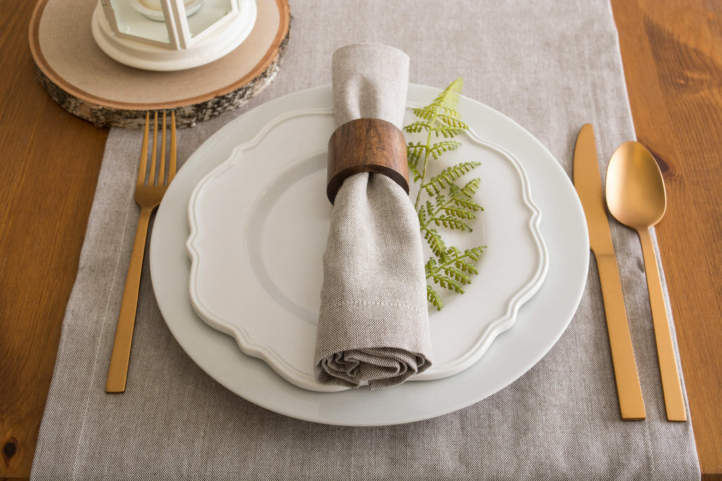 Stone Brown Solid Chambray Table Runner 14X108