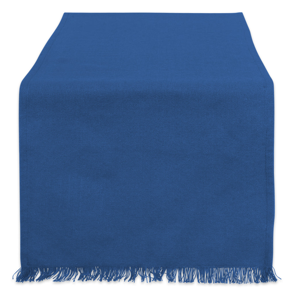Solid Navy Heavyweight Fringed Table Runner 14X108