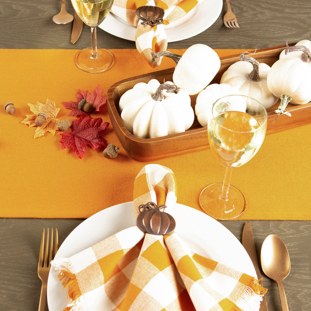 Solid Pumpkin Spice Heavyweight Fringed Table Runner 14X108
