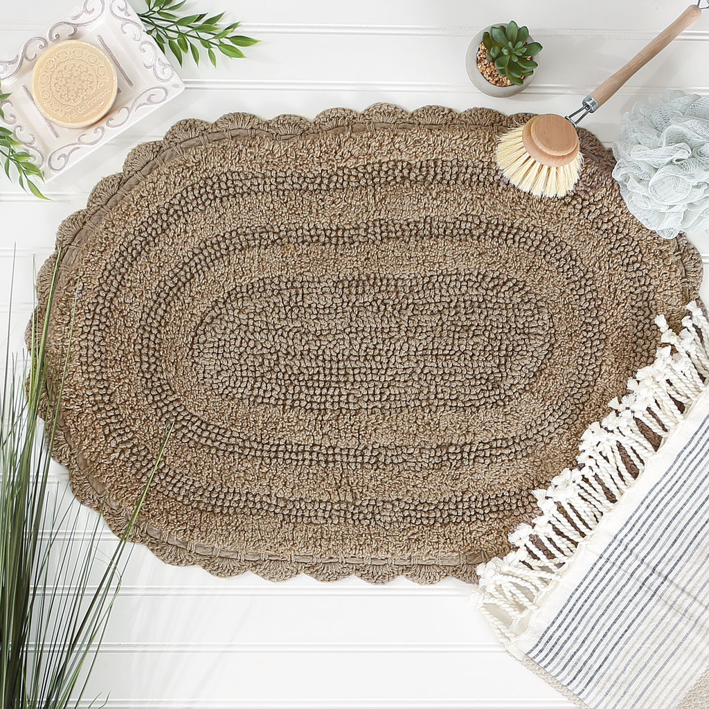 Stone Small Oval Crochet Bath Mat