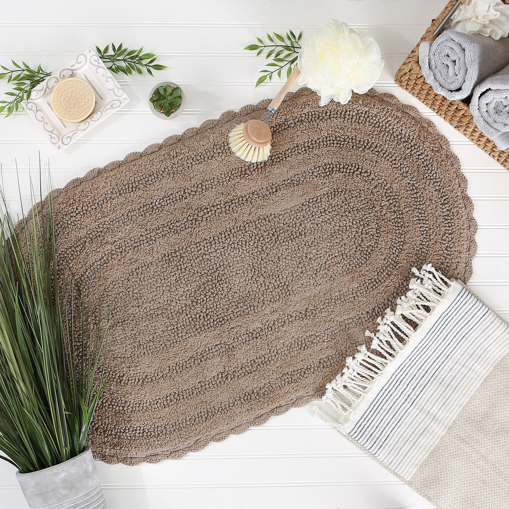Stone Large Oval Crochet Bath Mat