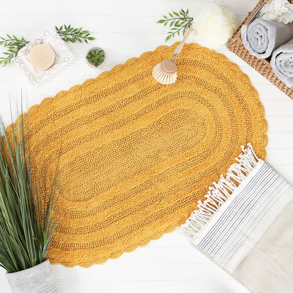 Honey Gold Large Oval Crochet Bath Mat