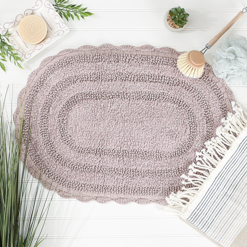 Dusty Lilac Small Oval Crochet Bath Mat