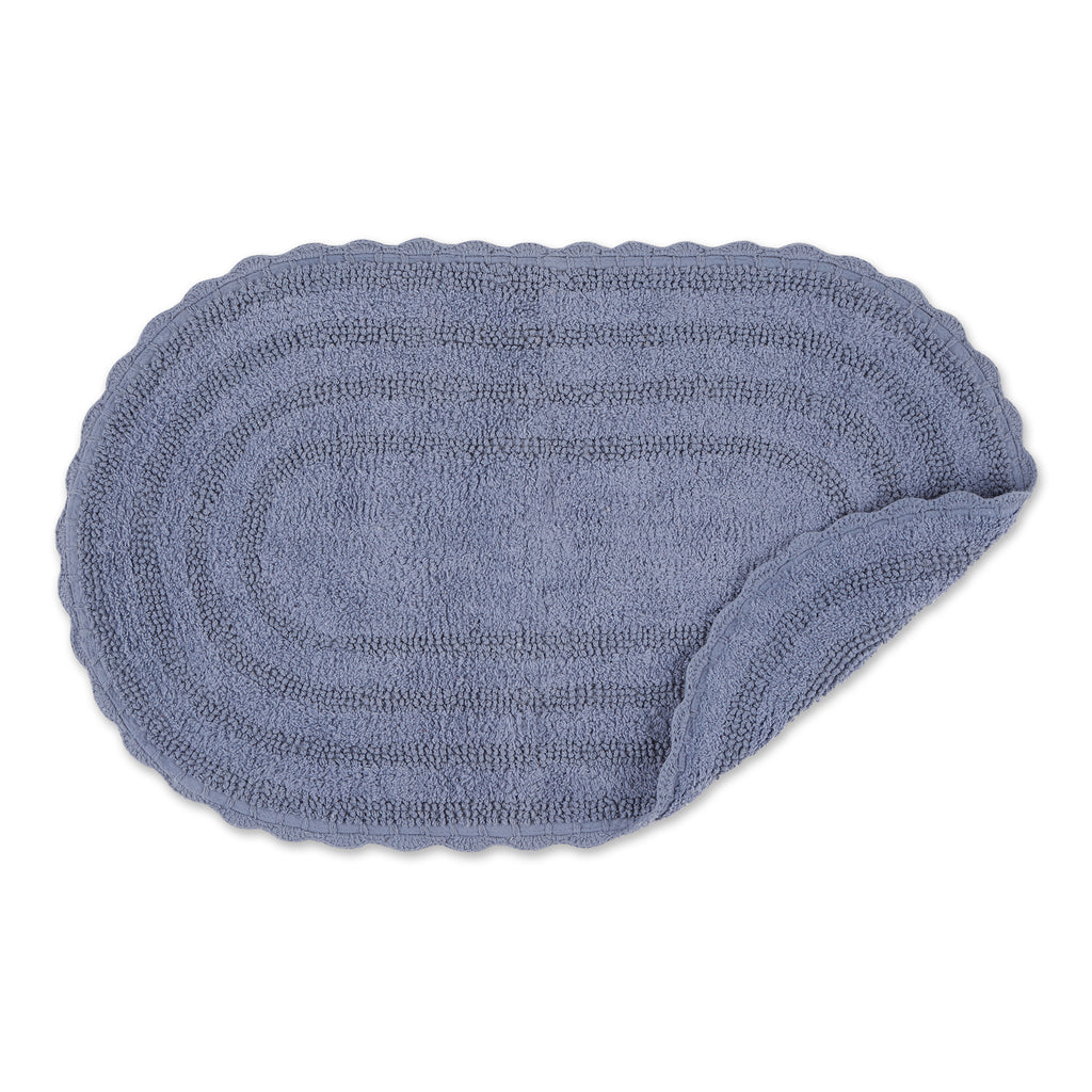 Stonewash Blue Large Oval Crochet Bath Mat