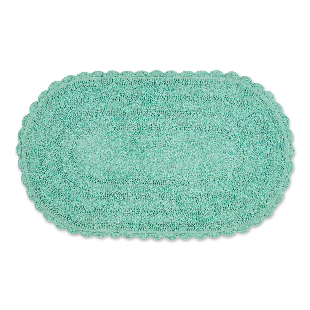 Aqua Large Oval Crochet Bath Mat