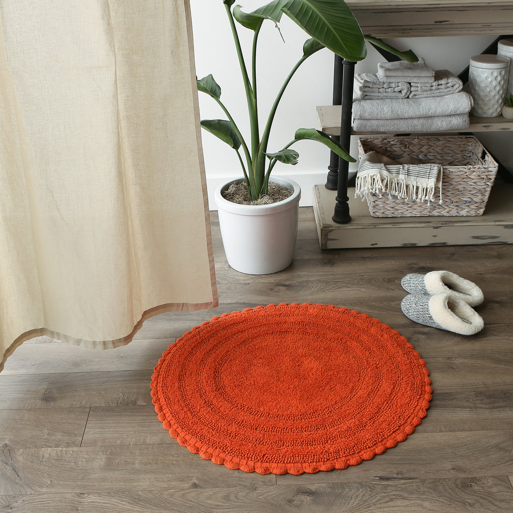 Spice Round Crochet Bath Mat