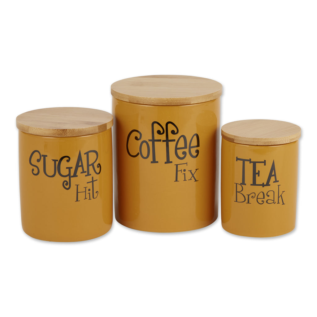Honey Gold Coffee/Sugar/Tea Ceramic Canister set of 3