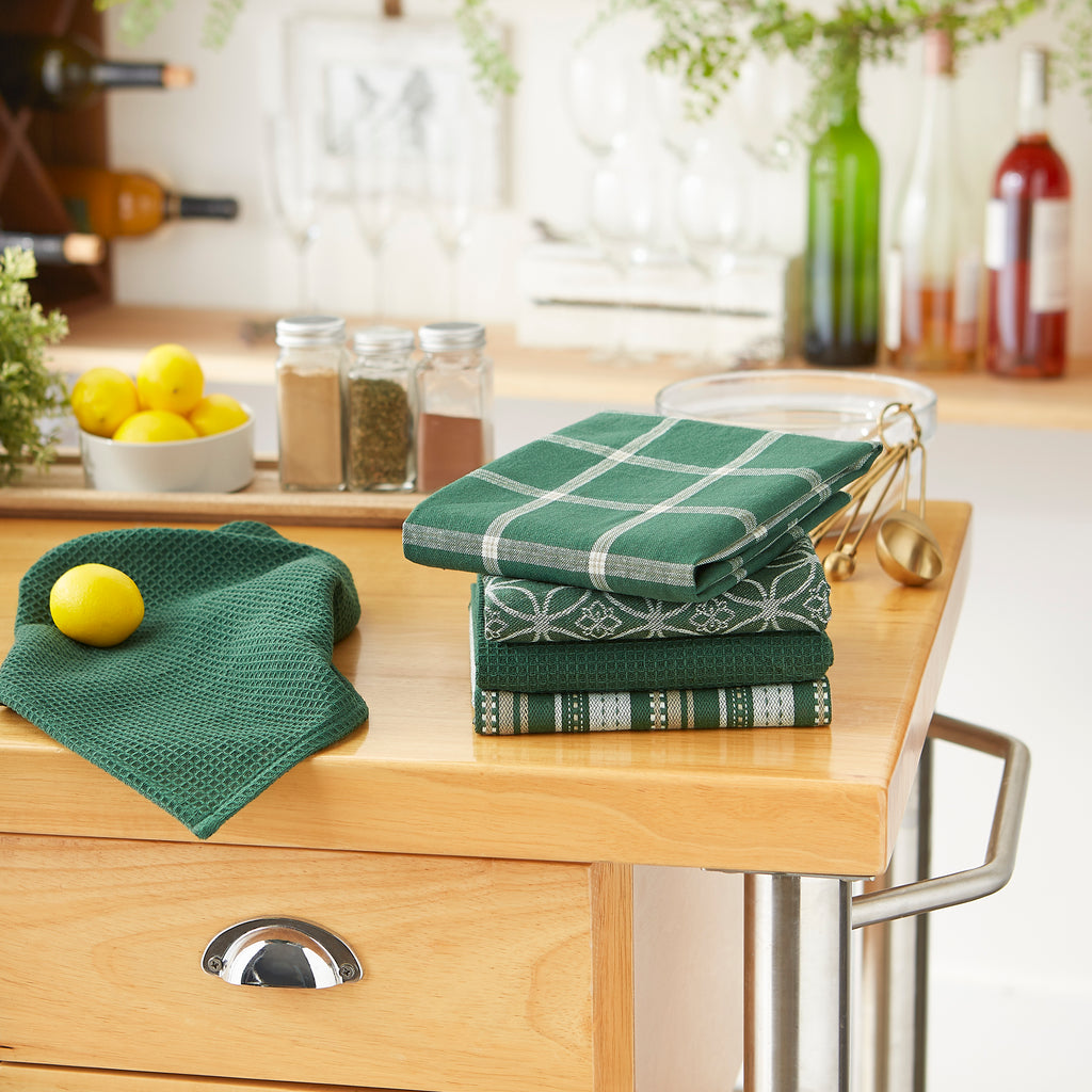 Dark Green Asst Dishtowel & Dishcloth Set of 5