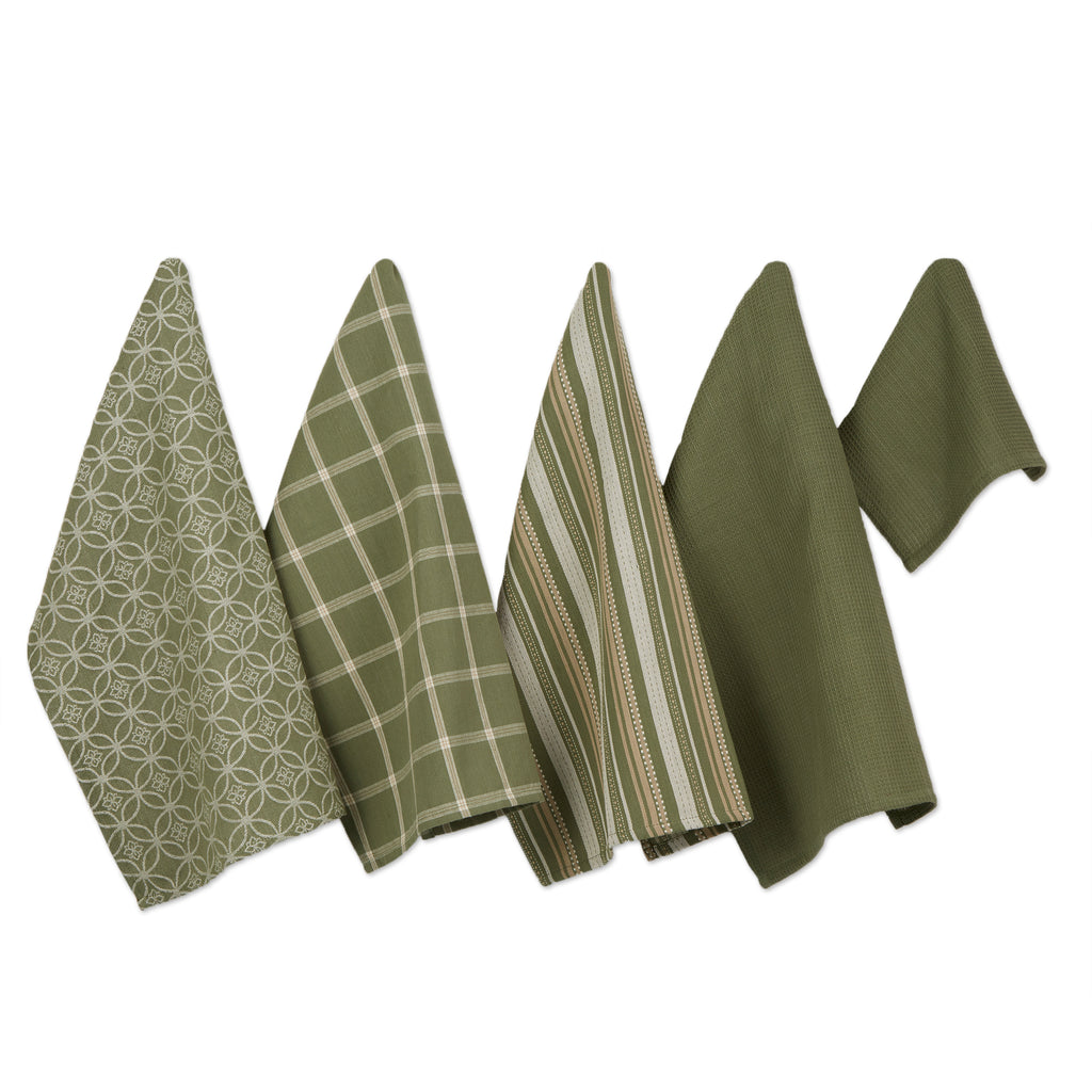 Artichoke Green Asst Dishtowel & Dishcloth Set of 5