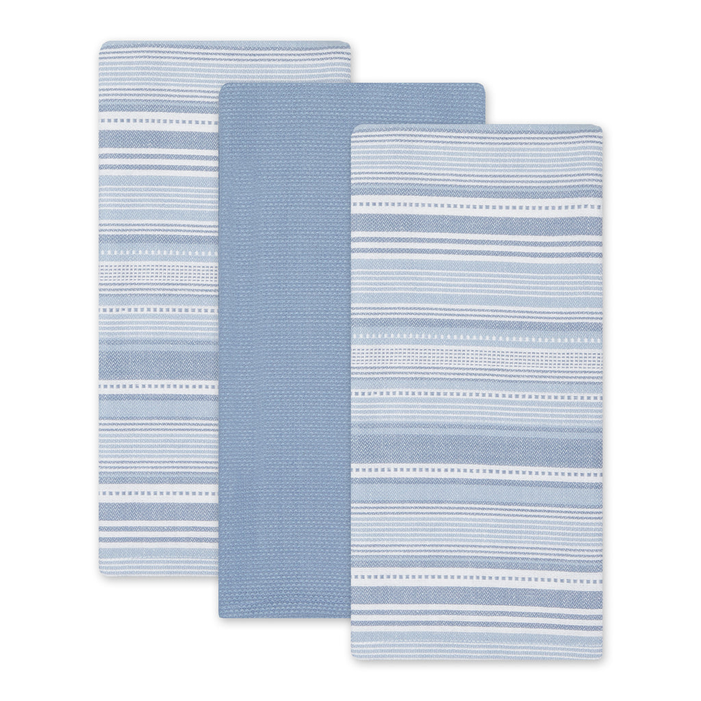 Stonewash Blue Urban Stripe Dishtowel Set of 3
