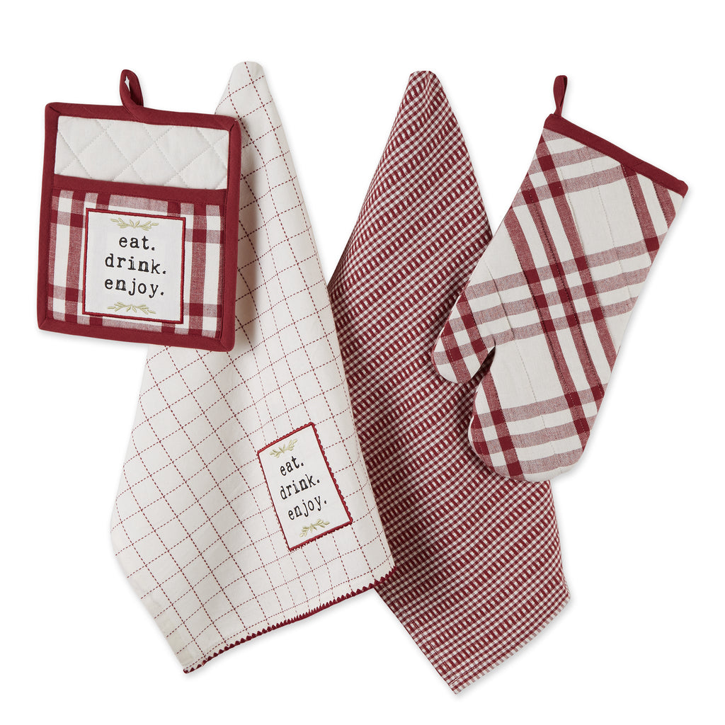 Barn Red Home Sweet Farmhouse Kitchen Set of 4