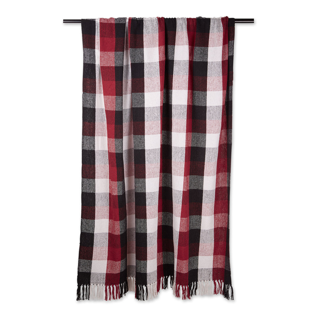 Cardinal Red Tri Color Check Throw Blanket