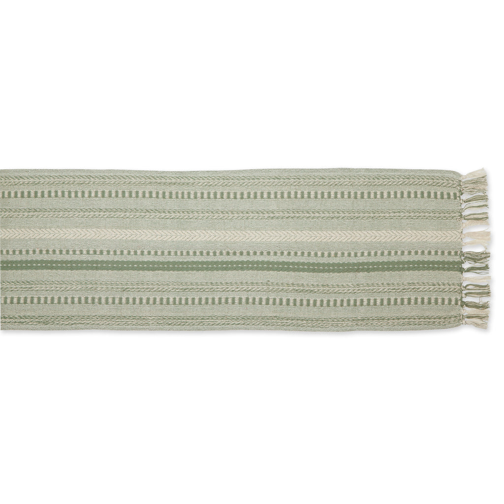 Artichoke Green Braided Stripe Table Runner 15X108