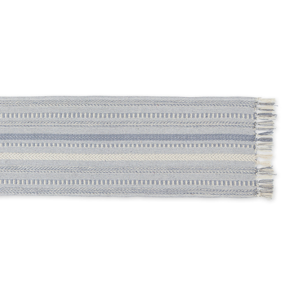 Cool Gray Braided Stripe Table Runner 15x72
